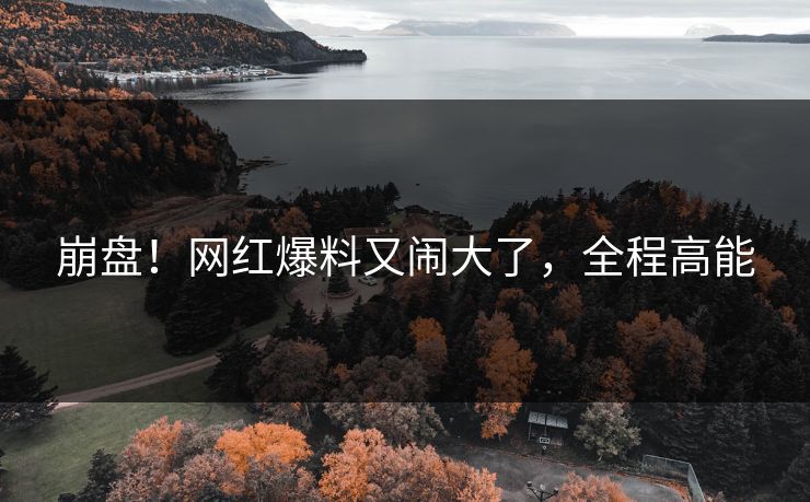 崩盘！网红爆料又闹大了，全程高能