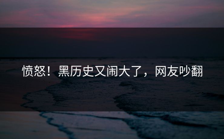 愤怒！黑历史又闹大了，网友吵翻