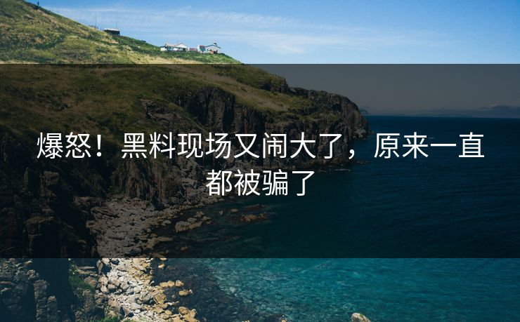 爆怒！黑料现场又闹大了，原来一直都被骗了