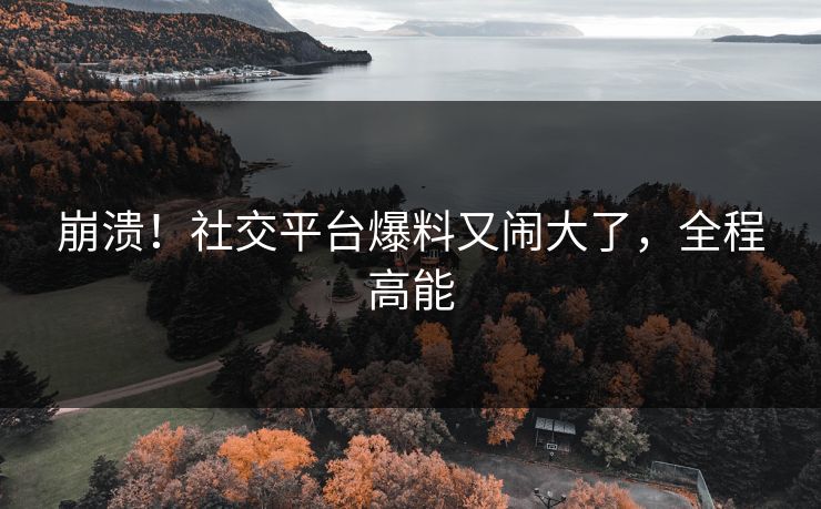 崩溃！社交平台爆料又闹大了，全程高能