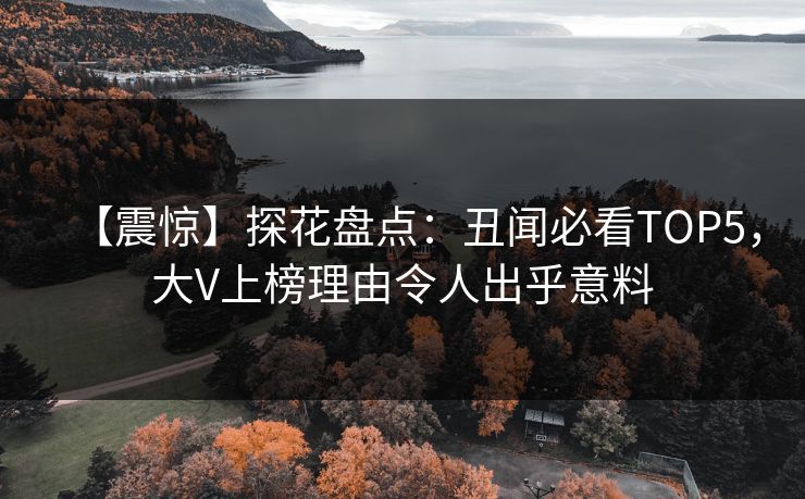 【震惊】探花盘点：丑闻必看TOP5，大V上榜理由令人出乎意料