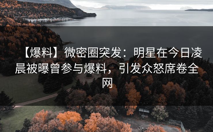 【爆料】微密圈突发：明星在今日凌晨被曝曾参与爆料，引发众怒席卷全网