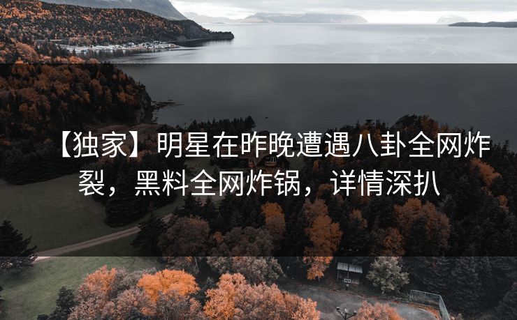 【独家】明星在昨晚遭遇八卦全网炸裂，黑料全网炸锅，详情深扒