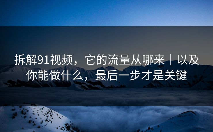 拆解91视频，它的流量从哪来｜以及你能做什么，最后一步才是关键